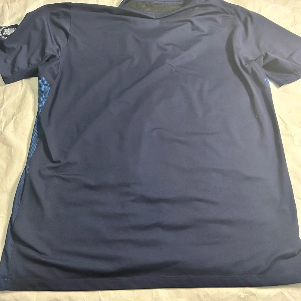 Nike Golf Mens Polo Shirt XL Blue Camo Print Dri-FIT Wallingford CC Logo‎